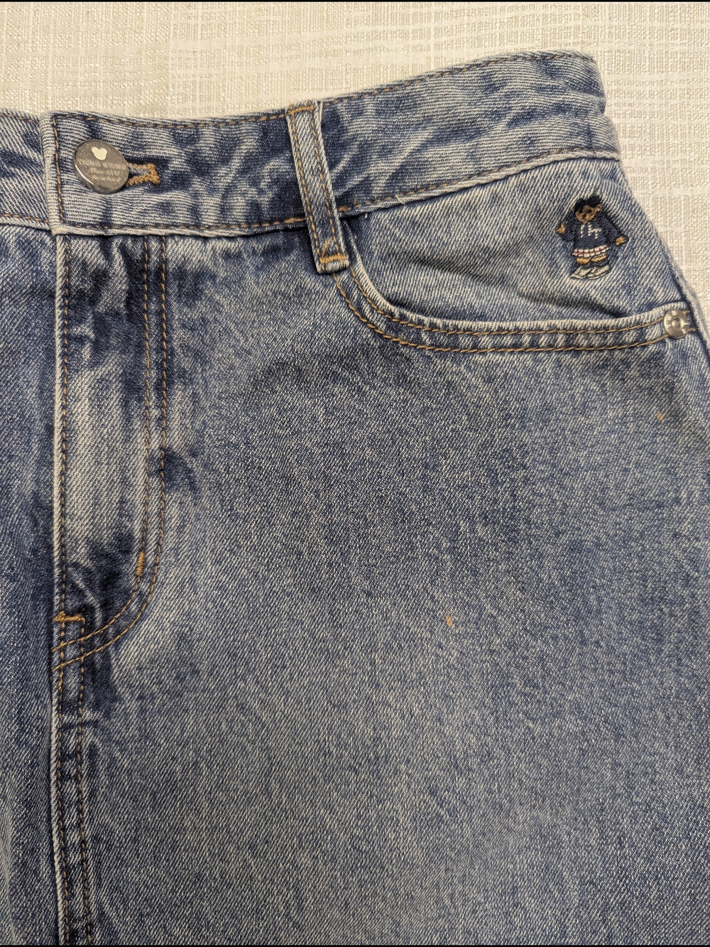 Vintage Teenie Weenie Denim Midi Skirt High Waist Blue - Picture 13 of 13